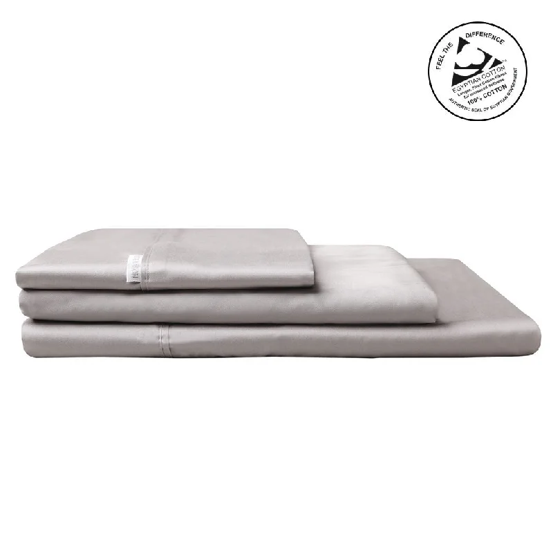 Queen - Size Sheet Sets with a European Pillowcase Set400TC Egyptian Cotton Sateen PEWTER Individual Flat Sheet or Fitted Sheet by Logan & Mason Platinum