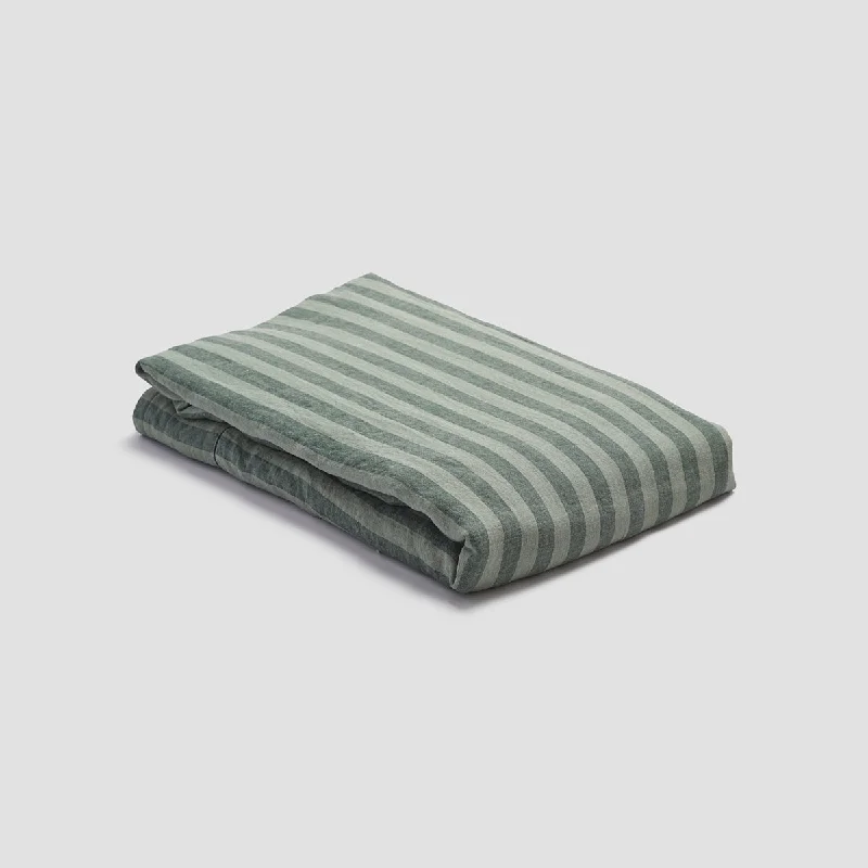 Quilted Cotton Sheets for a Warm and Inviting BedPine Green Stripe 100% Linen Flat Sheet