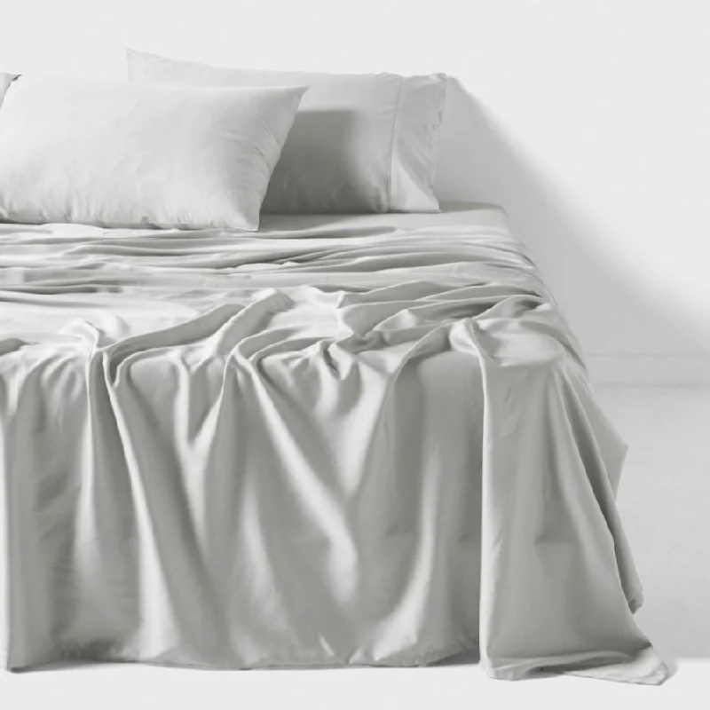 King - Size Sheet Sets with a Decorative Pillow SetNara Bamboo Cotton 400TC Sheet Set SILVER by LINEN HOUSE