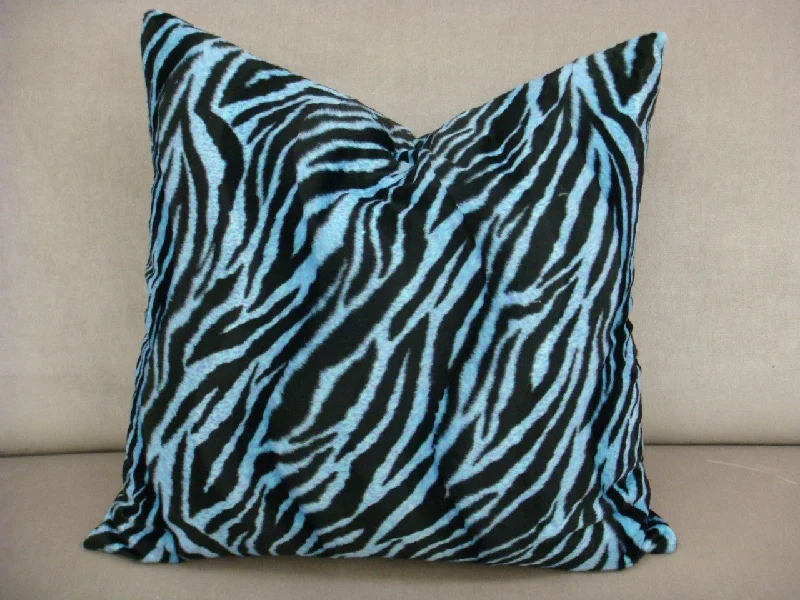 Square Pillows for Modern Home DecorZebra Print Throw Pillow, Blue & Black Multi