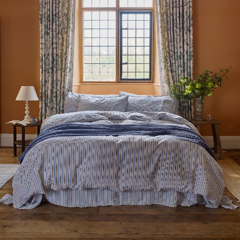 Fitted Sheets with Reinforced Corners for Long - Lasting UseBluebell Somerley Stripe Linen Blend Duvet Cover