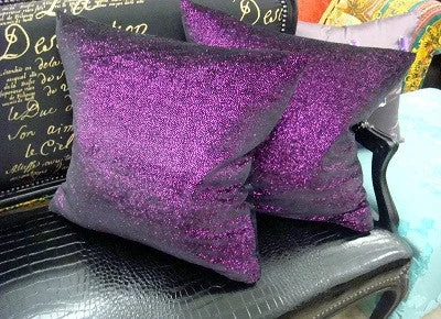 Velvet Pillows for a Touch of EleganceLuxury Purple Glitter Throw Pillow Cover, Bling Style