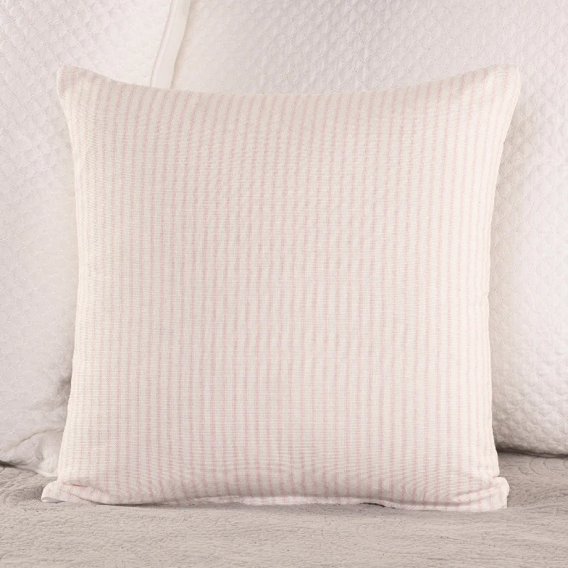 Velvet Pillows for a Touch of ElegancePink and White Ticking Stripe Throw Pillow Cover 8 Sizes Made in USA