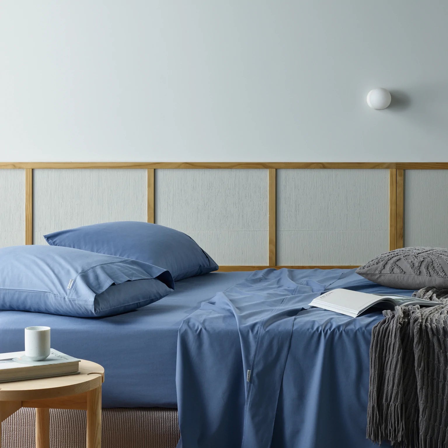 Jersey - Knit Sheets for a Comfortable and Casual BedNatural Sleep Recycled Cotton and Bamboo Sheet Set BLUE by Bianca