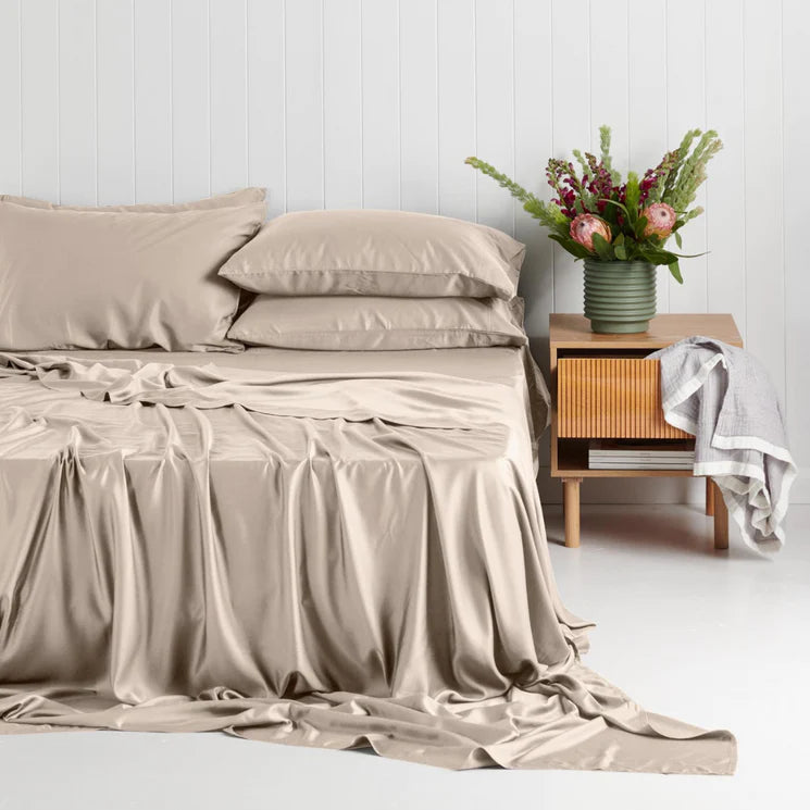 Linen - Cotton Blend Sheets for a Natural and Versatile OptionMadeleine Hotel Linen Bamboo Cotton Sheets Set - Stone