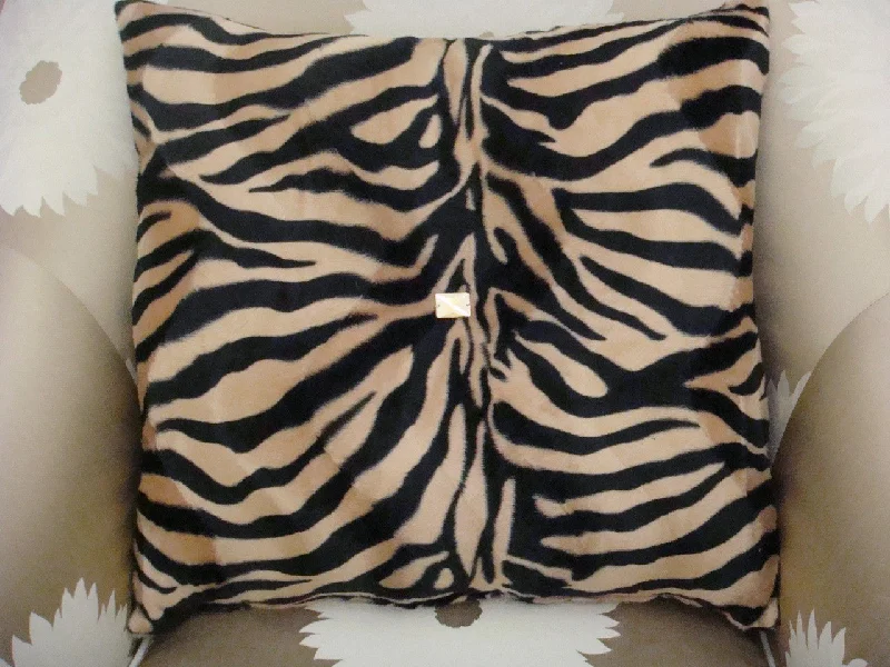 Decorative Pillows for Living Room MakeoverZebra Print Bling Throw Pillow ....Color Beige/Black