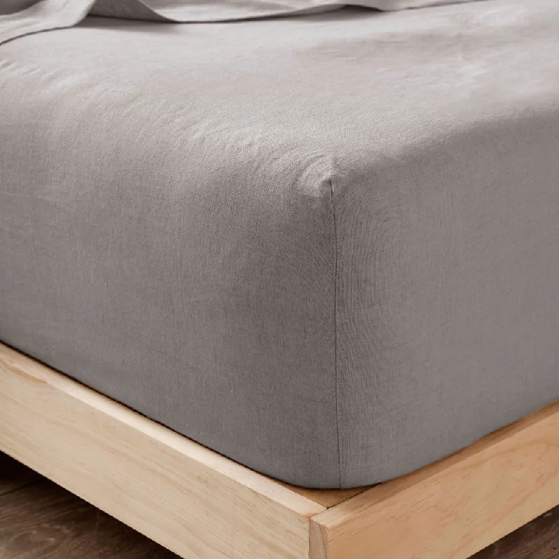 Linen - Cotton Blend Sheets for a Natural and Versatile OptionNimes Pure Linen FITTED SHEET Ash by Linen House