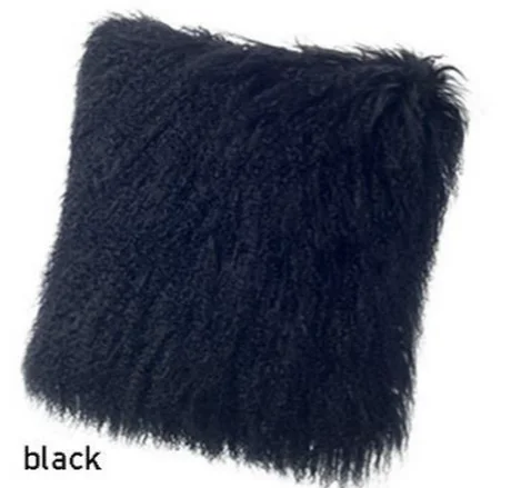 Firm Pillows for Side SleepersTibetan Lamb Wool Pillow 16" x 16", Black - Auskin