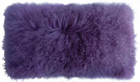 Plush Pillows for a Cozy BedTibetan Lamb Wool Pillow 11" x 22", Lavender - Auskin