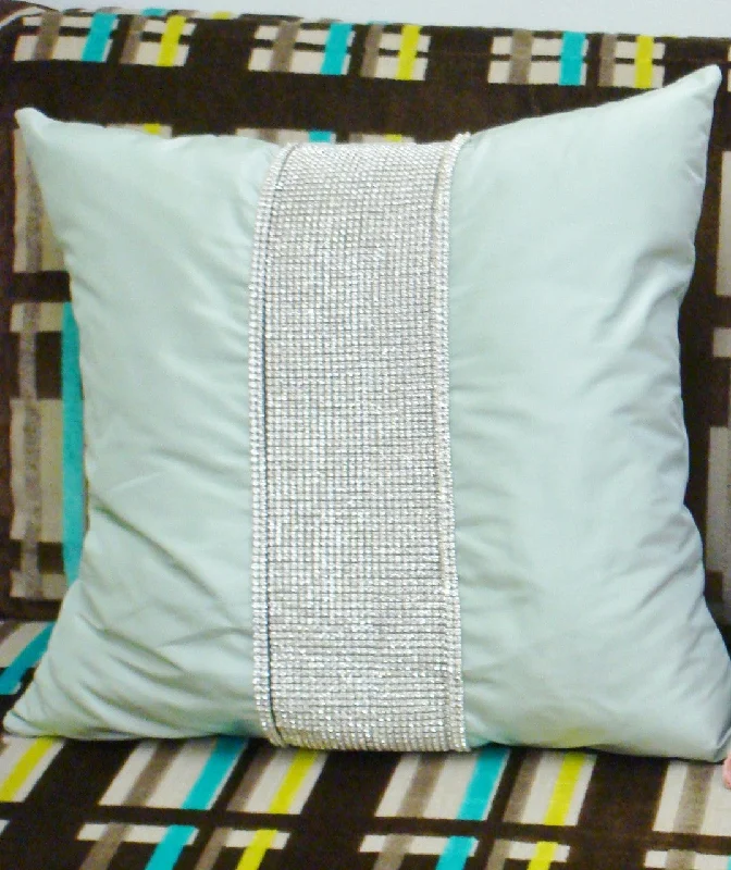 Soft and Fluffy Pillows for Bedroom ComfortLuxury Throw Pillow,  Belgravia Diamante Bling, Shown in Green