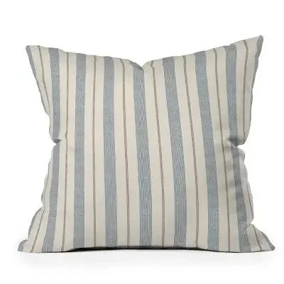 Silk Pillows for Smooth Skin and Hair16" x 16" Little Arrow Design Co. Ivy Stripes Outdoor Throw Pillow Cream/Blue - Deny Designs