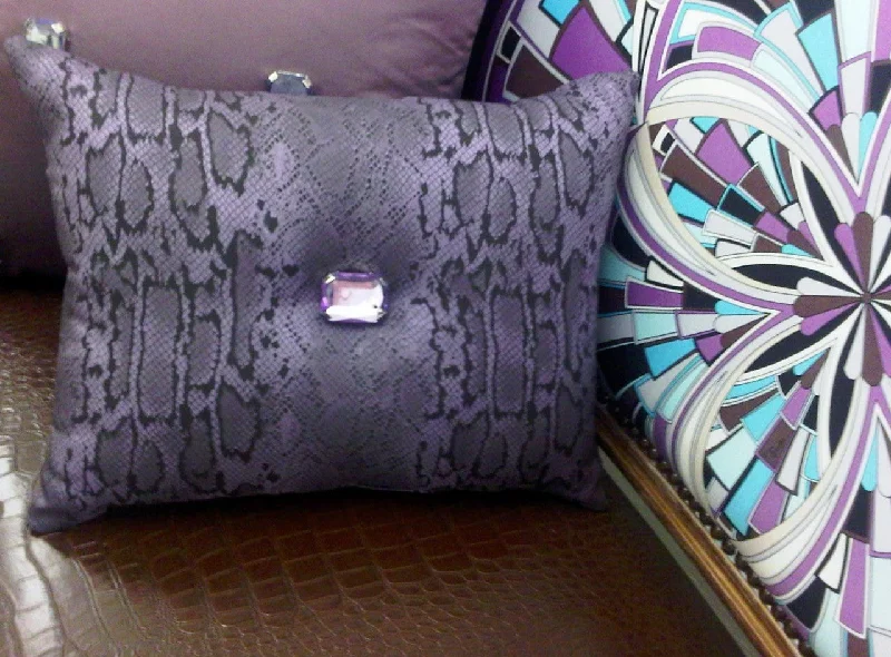 Pregnancy Pillows for Expectant MothersAnimal Print Throw Pillow, Bling Snakeskin, Black & Mauve