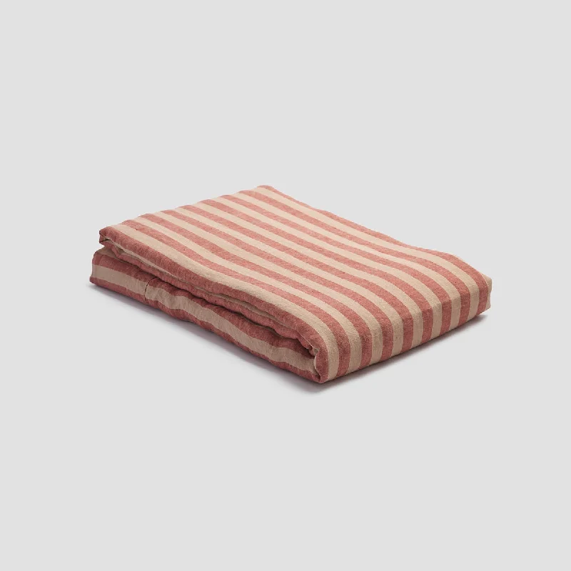 Moisture - Wicking Cotton Sheets for a Dry and Comfortable SleepSandstone Red Stripe 100% Linen Flat Sheet