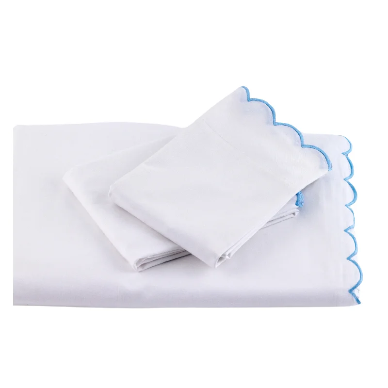 Twin - Size Sheet Sets with a Pillow ProtectorEmbroidered Emma Scalloped Boarded Sheets