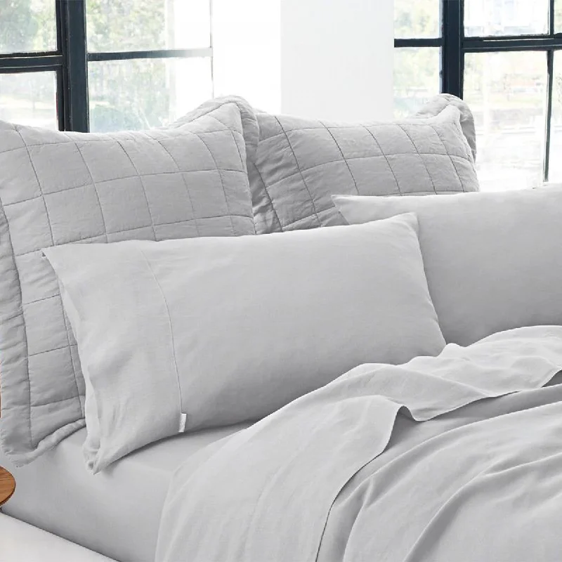 Thermal - Regulating Bamboo Sheets for All - Season ComfortAbbotson SILVER Linen Flat Sheet by Sheridan