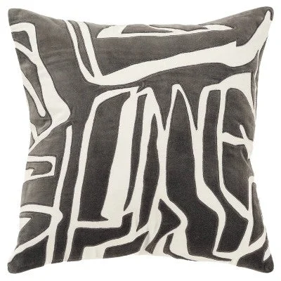 Round Pillows for Boho-Style InteriorsOpen Box - 20"x20" Oversize Abstract Square Throw Pillow Cover Charcoal - Rizzy Home