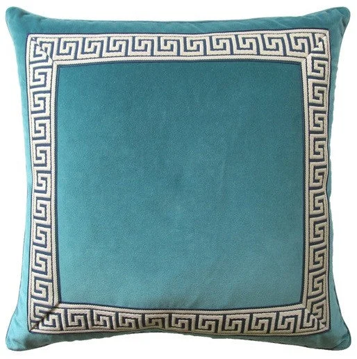 Plush Pillows for a Cozy BedGiorgio Greek Key II Teal Pillow 22x22 - Ryan Studio