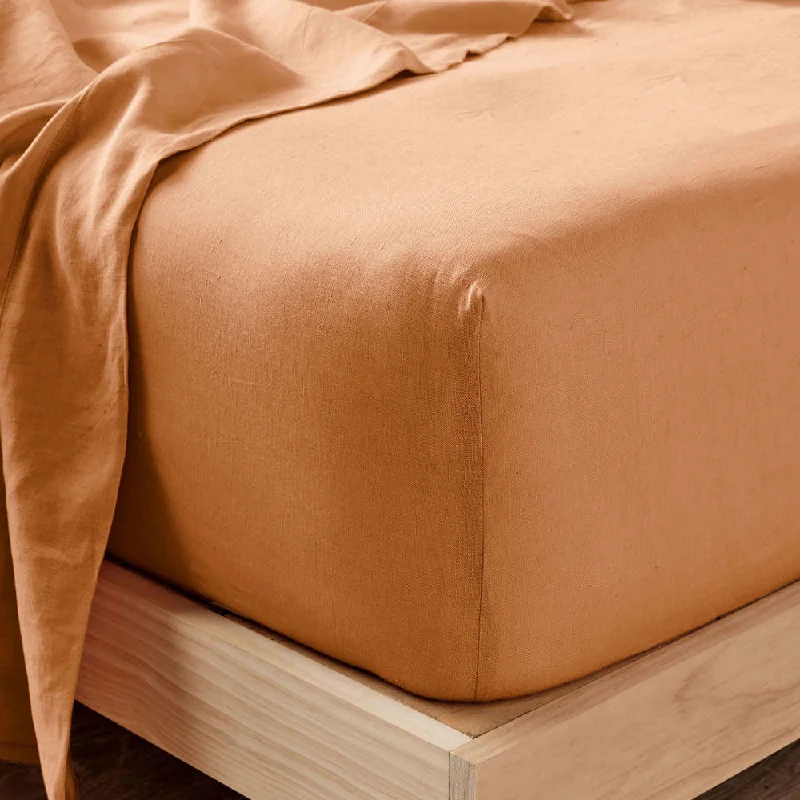 Hypoallergenic Silk Sheets for Sensitive SleepersNimes Pure Linen FITTED SHEET Terracotta by Linen House