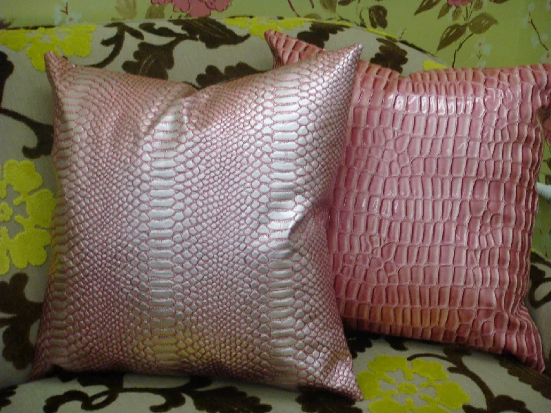 Silk Pillows for Smooth Skin and HairLuxury Throw Pillow Cover, Crock Faux Leather .....Pink & Silver