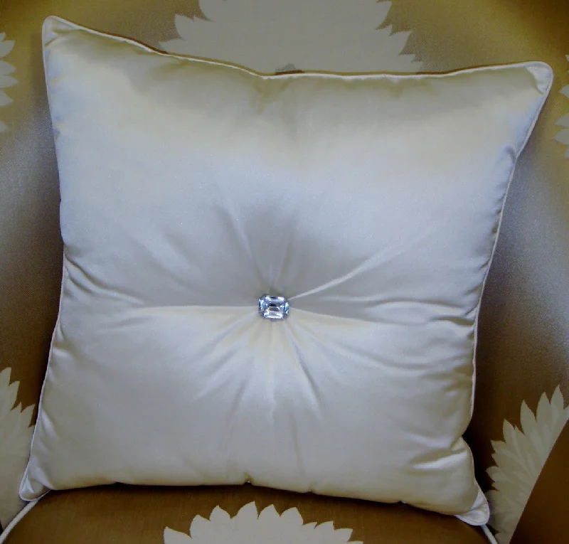 Kids Pillows with Fun DesignsCrystal Chic, Silk taffeta Throw Pillow in off white