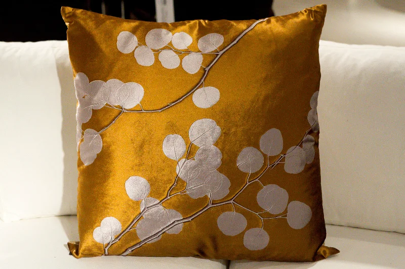 Silk Pillows for Smooth Skin and HairEucalyptus On Champagne Pillow - Aviva Stanoff Design