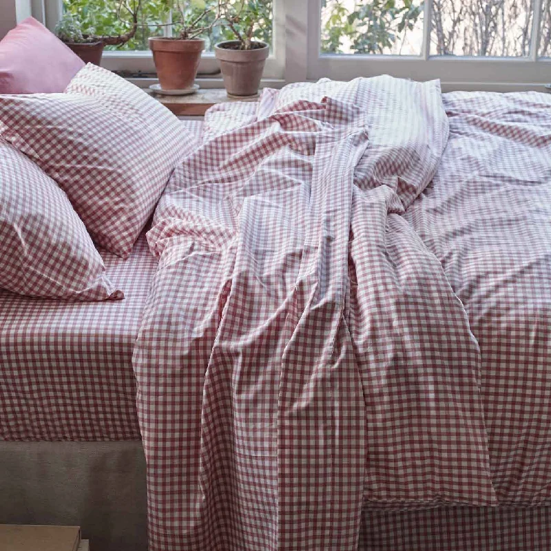 Hypoallergenic Silk Sheets for Sensitive SleepersRed Dune Small Gingham Cotton Flat Sheet