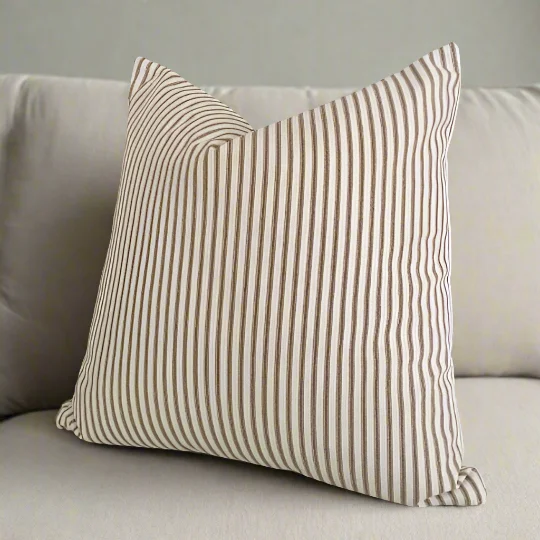 Decorative Pillows for Living Room MakeoverBrown Ticking Stripe Throw Pillow Cover 8 Sizes Available Made in USA