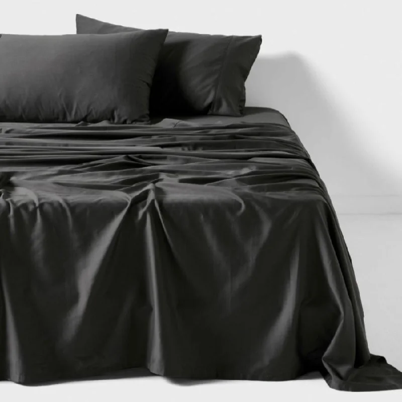 Anti - Pill Microfiber Sheets for a Smooth AppearanceNara Bamboo Cotton 400TC Sheet Set CHARCOAL by LINEN HOUSE