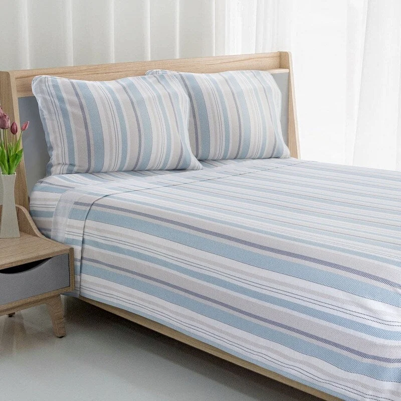 Queen - Size Sheet Sets with a European Pillowcase SetAvanti Pajama Stripe Flannel Full Sheet Set