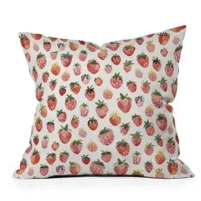 Velvet Pillows for a Touch of Elegance26" x 26" Ninola Design Strawberries Countryside Summer Outdoor Throw Pillow Red - Deny Designs