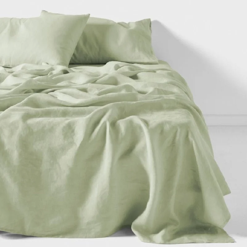 Hypoallergenic Silk Sheets for Sensitive SleepersNimes Pure Linen Wasabi SHEET SET by LINEN HOUSE