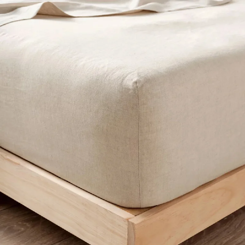 Linen - Cotton Blend Sheets for a Natural and Versatile OptionNimes Pure Linen Natural FITTED SHEET by LINEN HOUSE