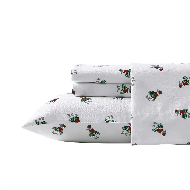 Polyester - Cotton Blend Sheets for Durability and ComfortNautica Penguin Toss Print King Flannel Sheet Set