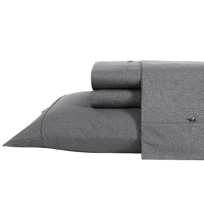 Wrinkle - Free Polyester Sheets for a Low - Maintenance BedNautica Solid Grey Sheet Set