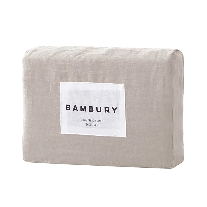 Fitted Sheets with Reinforced Corners for Long - Lasting UseFrench Linen Sheet Set Pebble by Bambury