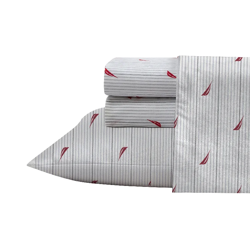 Wrinkle - Free Polyester Sheets for a Low - Maintenance BedNautica Audley Striped Red Full Sheet Set