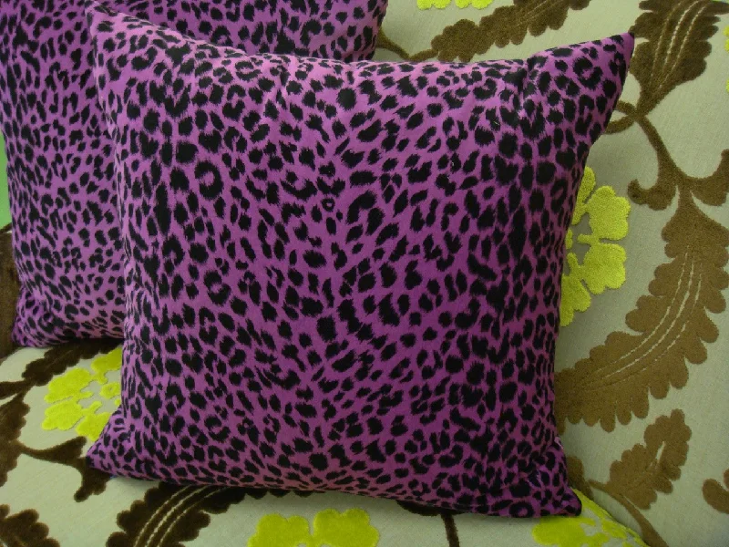 Kids Pillows with Fun DesignsLeopard Print Throw Pillow, Magenta & Black