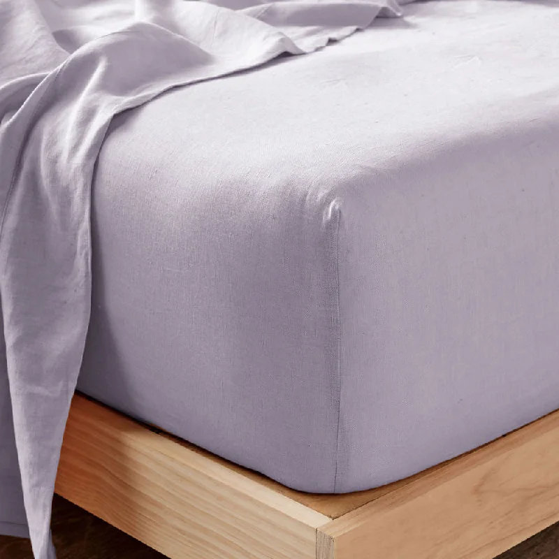 Quilted Cotton Sheets for a Warm and Inviting BedNimes Pure Linen FITTED SHEET Lilac by Linen House