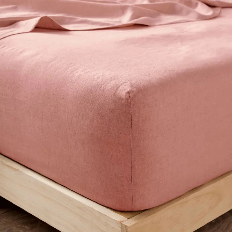 King - Size Sheet Sets with a Decorative Pillow SetNimes Pure Linen FITTED SHEET Rose by Linen House