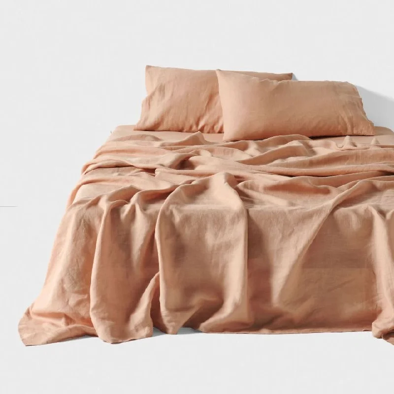 Fitted Sheets with Reinforced Corners for Long - Lasting UseNimes Pure Linen Clay SHEET SET by LINEN HOUSE