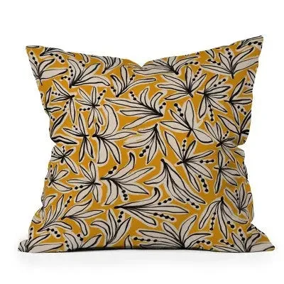 Cotton Pillows for Natural Comfort18" x 18" Alisa Galitsyna Lily Flower Outdoor Throw Pillow Yellow - Deny Designs