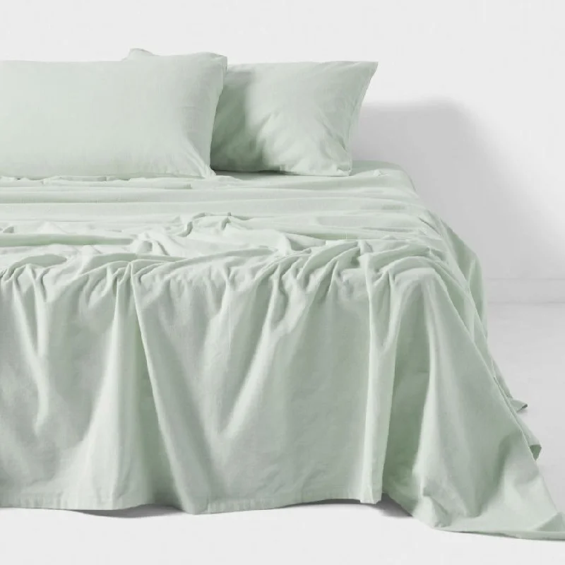 Queen - Size Sheet Sets with a European Pillowcase SetFlannelette Plain-Dyed Mist Sheet Set by LINEN HOUSE