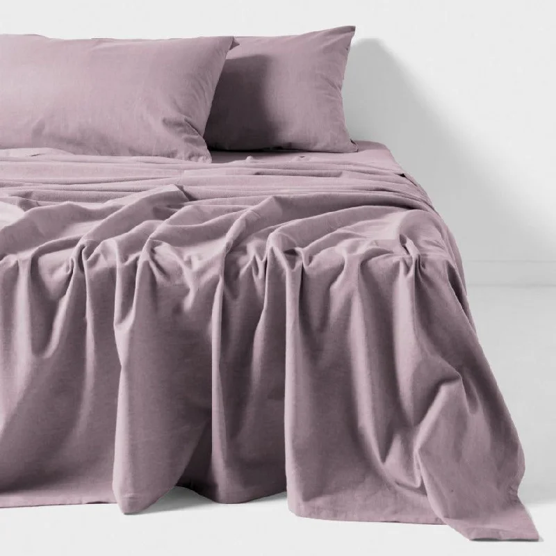 Hypoallergenic Silk Sheets for Sensitive SleepersFlannelette Plain-Dyed Lavender Sheet Set by LINEN HOUSE