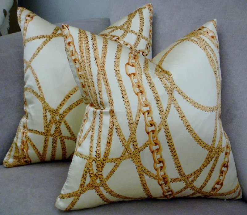 Square Pillows for Modern Home DecorChanel Chain Style, Couture Throw Pillow Cover