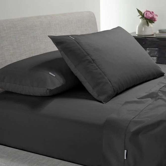 Jersey - Knit Sheets for a Comfortable and Casual BedHeston 300 Thread Count Cotton Percale Sheet Set Charcoal by Bianca