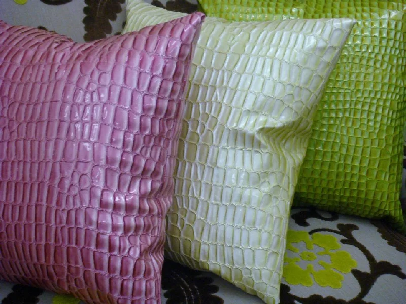 Plush Pillows for a Cozy BedCrock Faux Leather Throw Pillow Cover, Electrify Pink