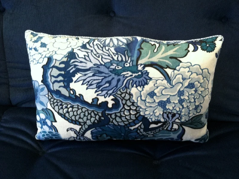 Down Alternative Pillows for Ethical ChoicesChiang Mai Dragon Throw Pillow, Fabric by Schumacher