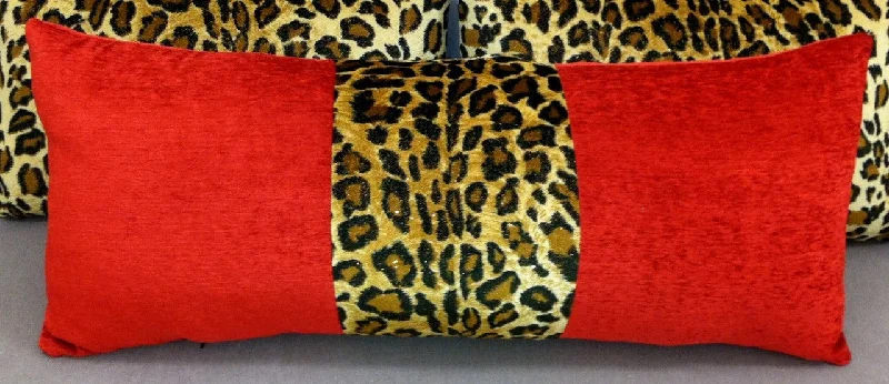 Velvet Pillows for a Touch of EleganceAnimal Print Throw Pillow, Leopard & Red Velvet