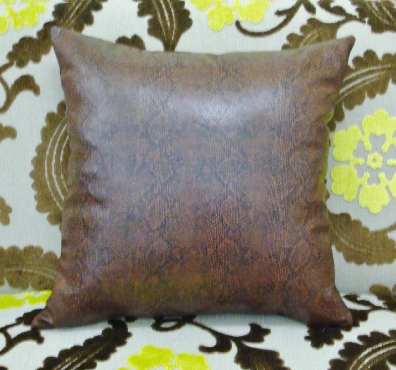 Silk Pillows for Smooth Skin and HairBrown Snakeskin Pillow, Faux Leather