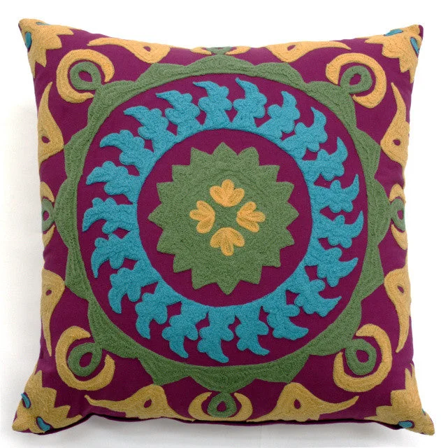 Cooling Pillows for Hot SleepersBright Suzani Modern Pillow - Sabira Collection